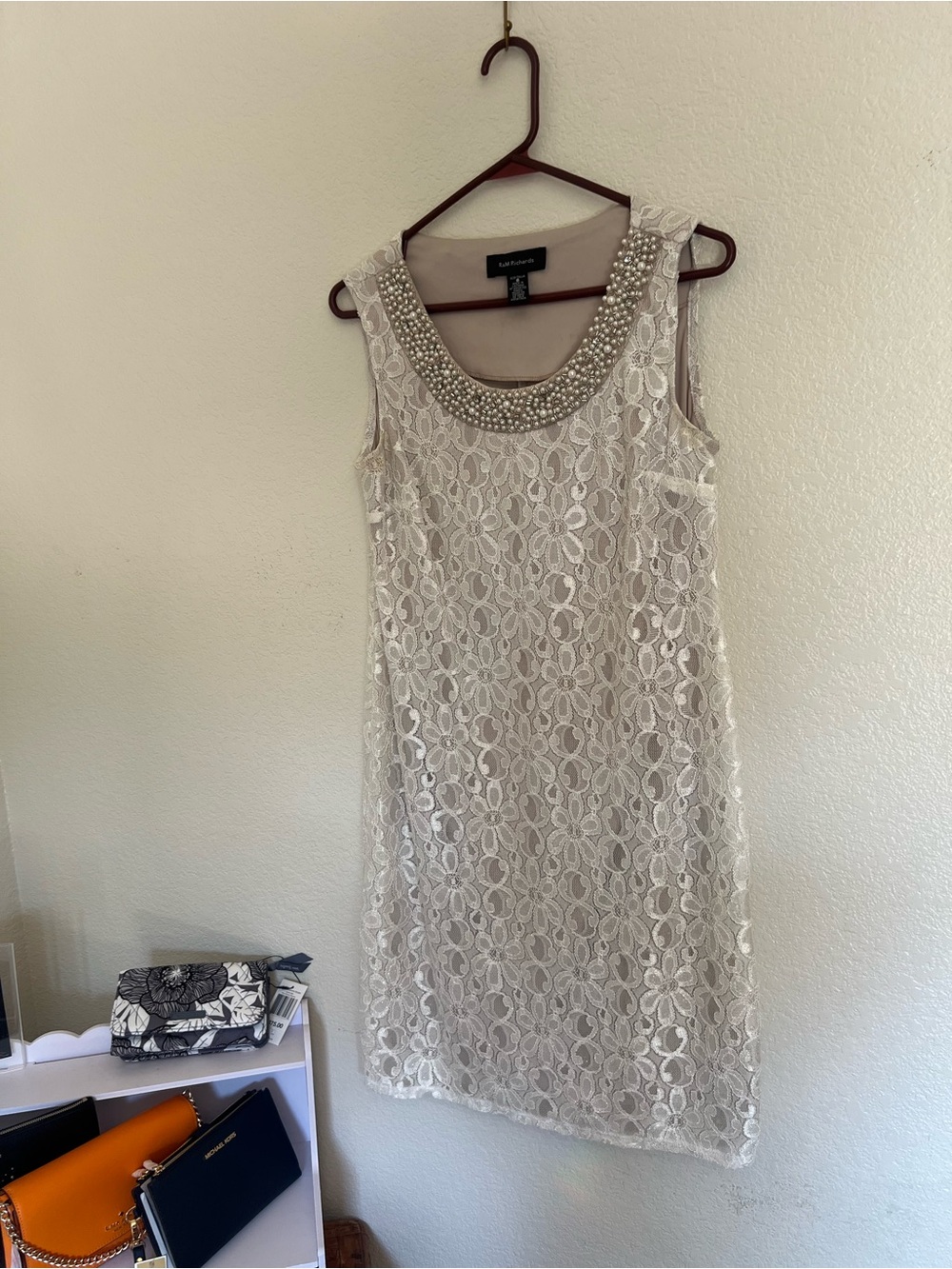 R&M Richards Ivory Lace Sheath Dress with Camisole